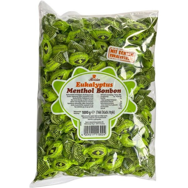 Rexim Süßigkeit Rexim Euka Menthol Bonbons 1kg – Erfrischende Eukalyptus Bonbons, 1 x 1000 g