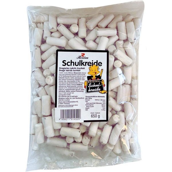 Rexim Süßigkeit Rexim Schulkreide 650g – Dragiertes Lakritz-Konfekt mit Zuckerhülle, 650 g