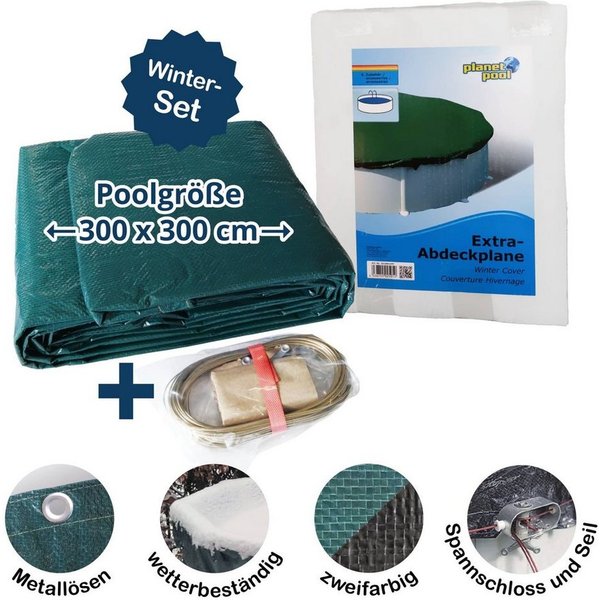 SUMMER FUN Pool-Abdeckplane Abdeckplane für 300cm Rund Pools und Schwimmbecken (Komplett-Set, 1-St), Spannseil