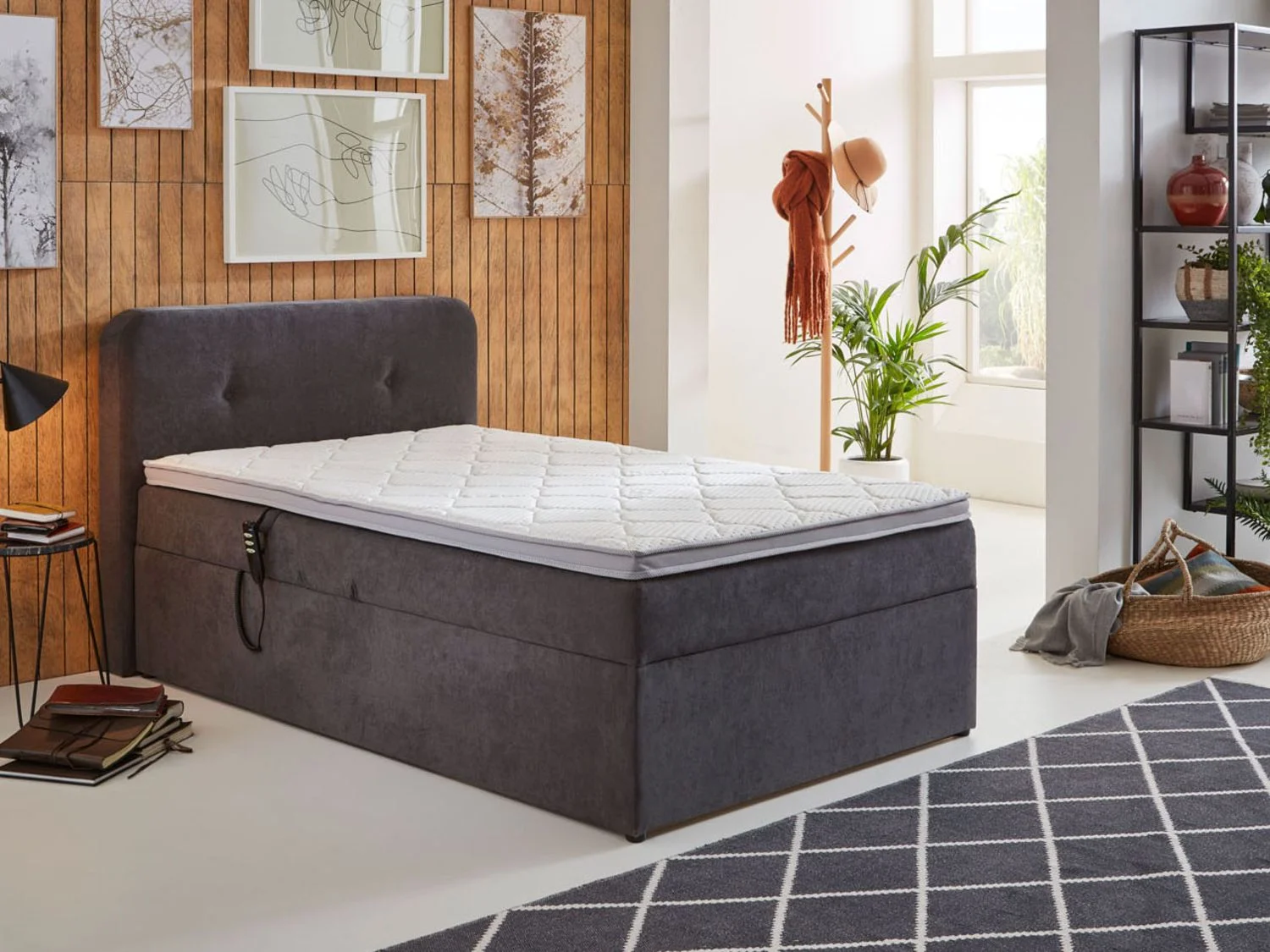 SUN GARDEN Bett in Boxspringoptik "Hobart", motorische Verstellung, mit Kopfteil, Topper, Stauraum (120 X 200 CM) – Bild 2 von 4