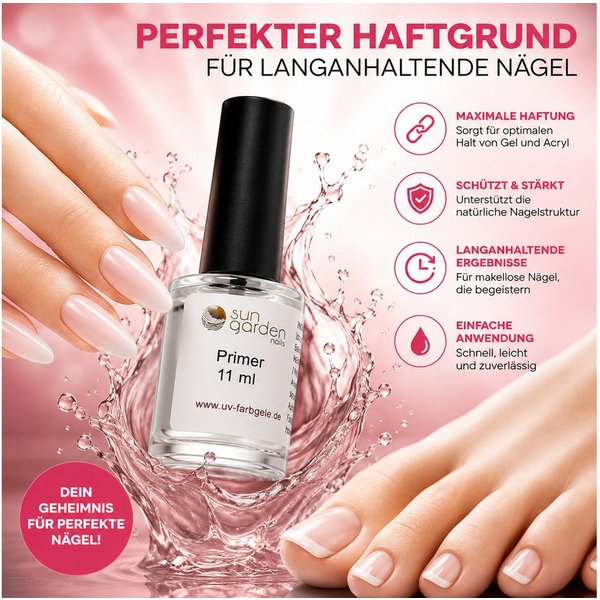 Sun Garden Nails Nageldesign Zubehör Primer 11 ml - Haftvermittler, professionelle Studioqualität