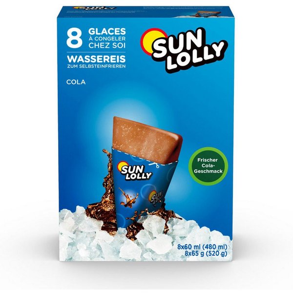 SUN LOLLY Süßigkeit, Sun Lolly Wassereis zum Selbsteinfrieren mit Colageschmack 8er