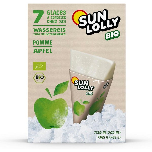 SUN LOLLY Süßigkeit, Sun Lolly Wassereis zum Selbsteinfrieren Apfelgeschmack Bio 7er