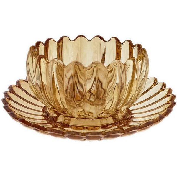 Sunay Dessertschale mit Unterteller, 12-teiliges Glasschalenset - Lotus Design, (12-tlg), Elegantes Design