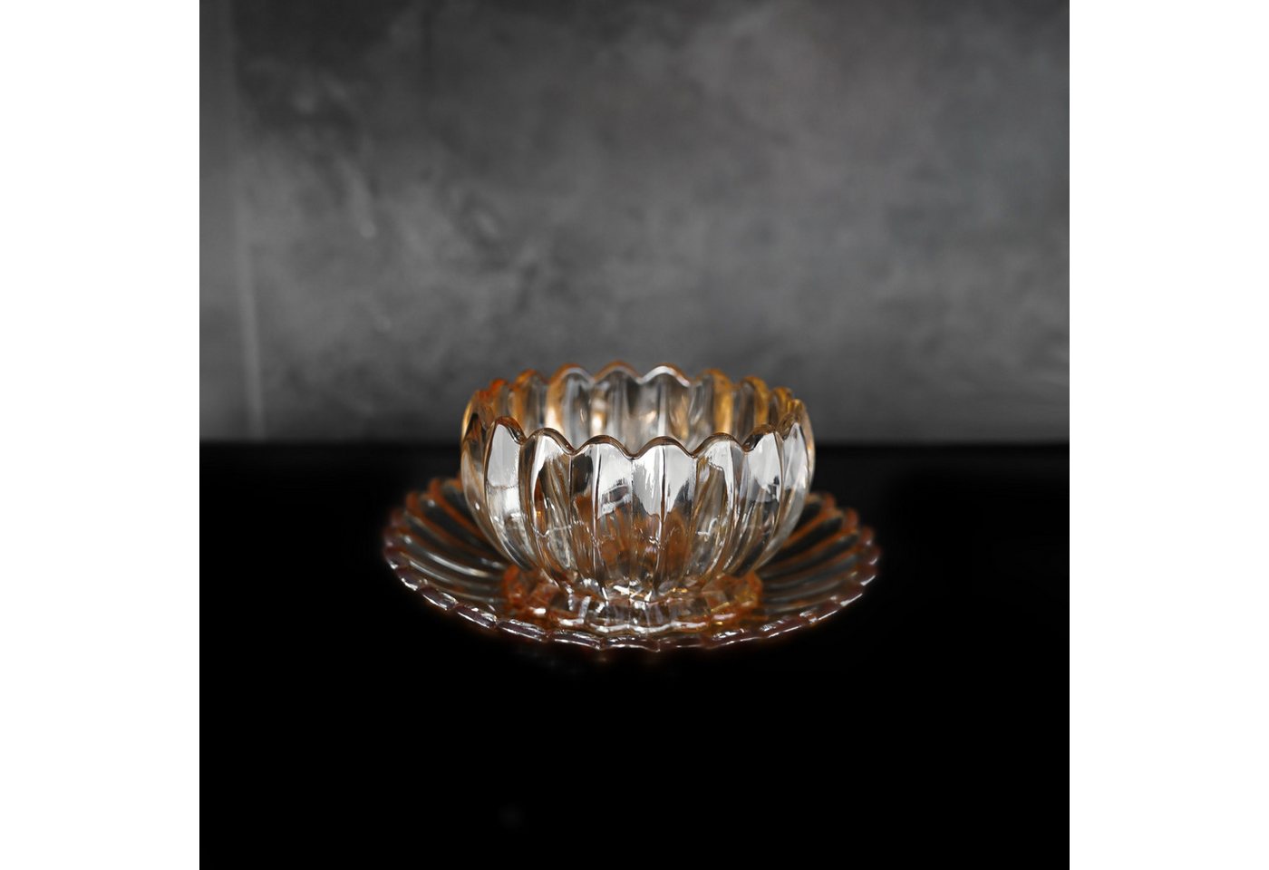 Sunay Dessertschale mit Unterteller, 12-teiliges Glasschalenset - Lotus Design, (12-tlg), Elegantes Design – Bild 4 von 5