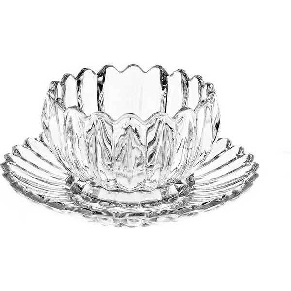 Sunay Dessertschale mit Unterteller, 12-teiliges Glasschalenset - Lotus Design, (12-tlg), Elegantes Design