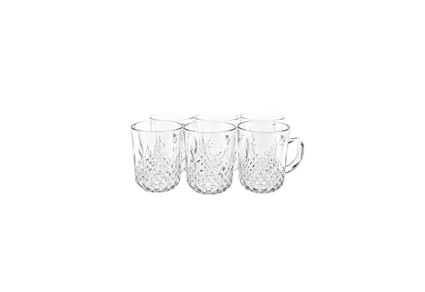 Sunay Gläser-Set 6er Set Henkelgläser mit dekorativem Diamantmuster, 240 ml, 6-tlg., Glas, 6-teilig, 240 ml – Bild 3 von 5
