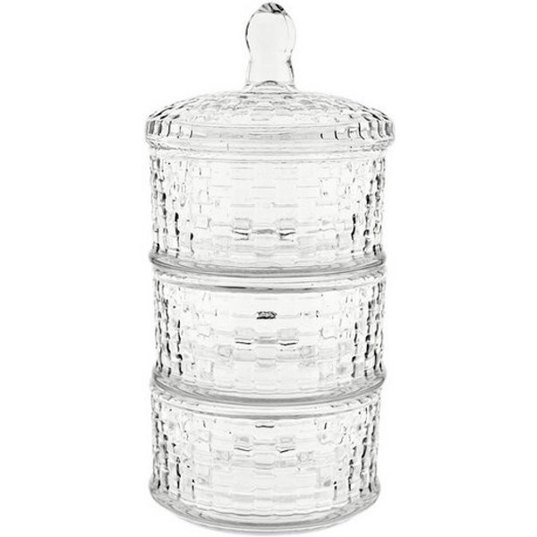 Sunay Schale Bonboniere-Set 3-teilig mit Deckel aus hochwertigem Glas, Glas, (1-tlg)