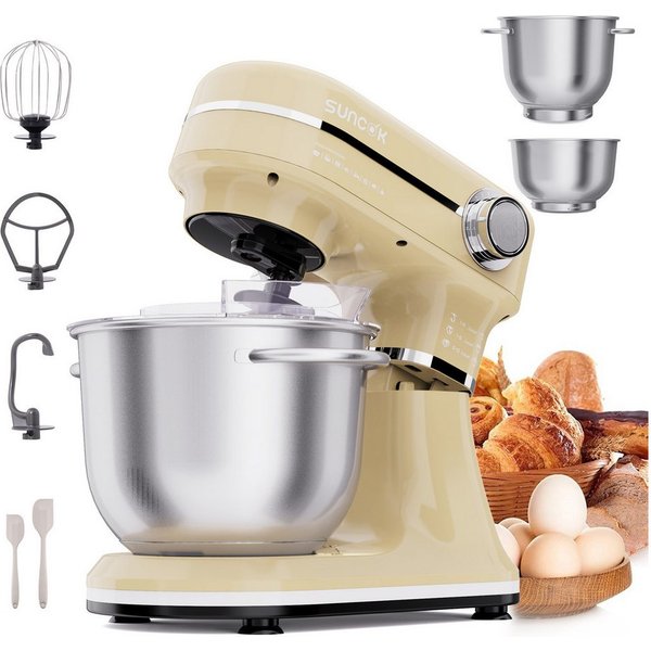 SUNCOK Küchenmaschine Multifunktionale Knetmaschine, 12-Geschwindigkeit, 59 Dezibel. geeignet zum Backen und Kneten von Teig, 1500 W, Elektrische Küchenmaschine