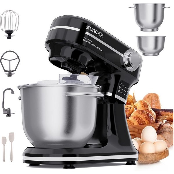 SUNCOK Küchenmaschine Multifunktionale Knetmaschine, 12-Geschwindigkeit, 59 Dezibel. geeignet zum Backen und Kneten von Teig, 1500 W, Elektrische Küchenmaschine