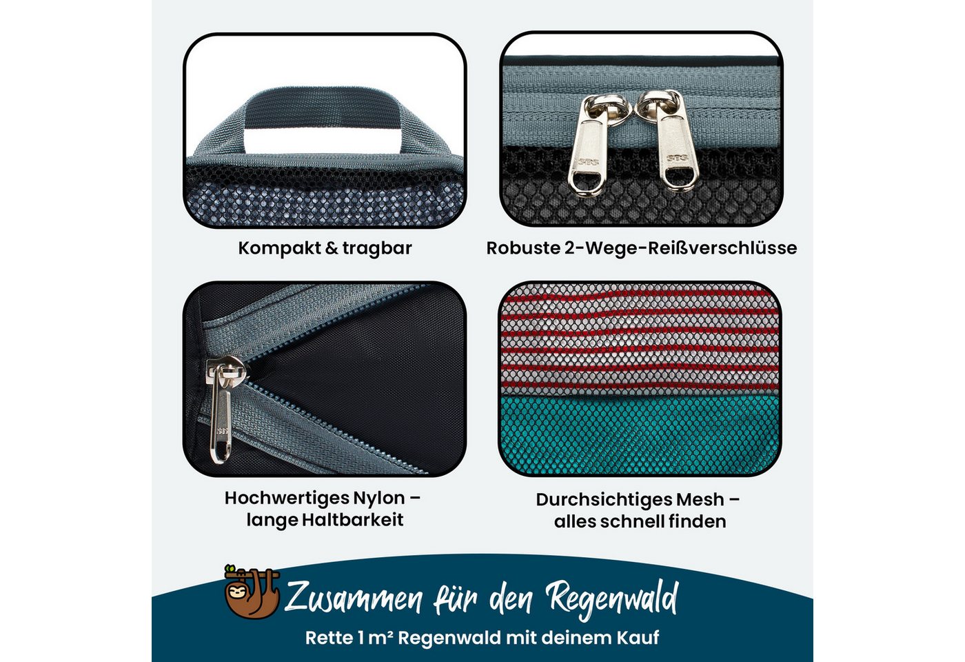 Sunflake Kofferorganizer Kompressions-Packwürfel / Kompressionswürfel 6 Stück (6-tlg) – Bild 2 von 5