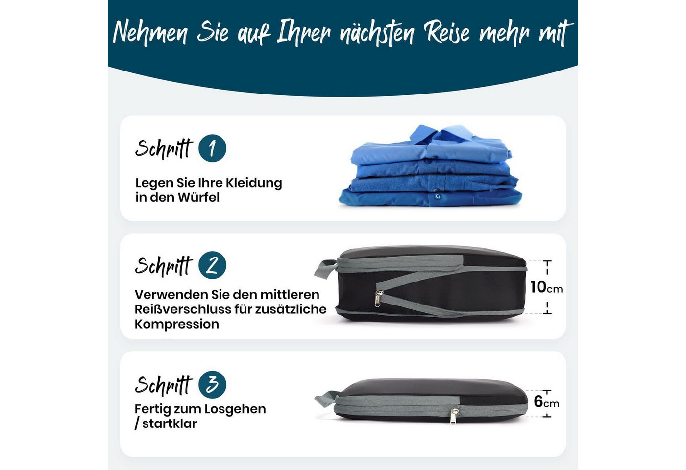 Sunflake Kofferorganizer Kompressions-Packwürfel / Kompressionswürfel 6 Stück (6-tlg) – Bild 5 von 5