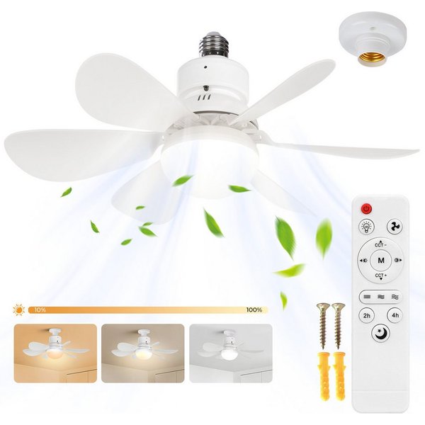 Sunicol Deckenventilator Deckenventilator mit Beleuchtung, Dimmbar, 3 Windstufen, Timer, 40W, E27 Klein Leise Decken Ventilator für Kinderzimmer Schlafzimmer