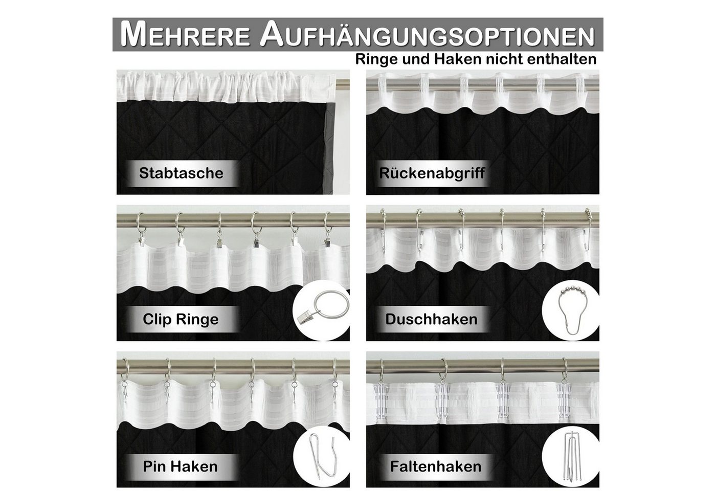 Sunicol Gardine Raumteiler Vorhang, Doppellagige Lärmschutz Verdunkelungsvorhang, Blickdicht Winter Thermovorhänge für Schlafzimmer, Extrabreit – Bild 4 von 5