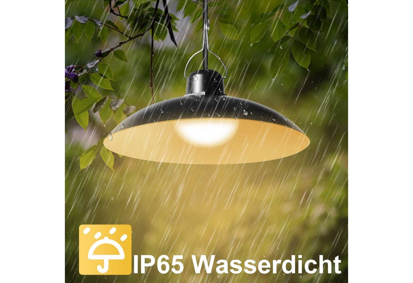 Sunicol Hängeleuchten LED-Solarleuchten,Fernbedienung,Zeitschaltuhr, 3,2m Verlängerungskabel, Warmweiß, Weiß, dimmbare,IP65 wasserdicht – Bild 5 von 5