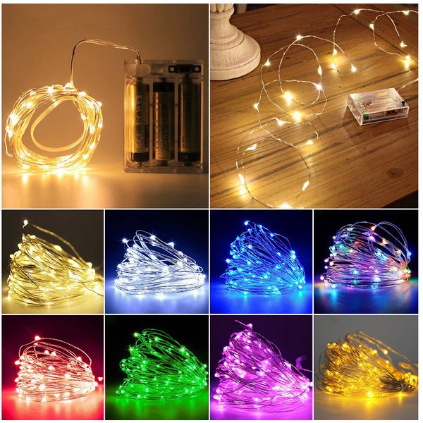 Sunicol LED-Lichterkette 2/3/5/10M, Kupferdraht, AA-Batterie, für Weihnachten Hochzeit Party