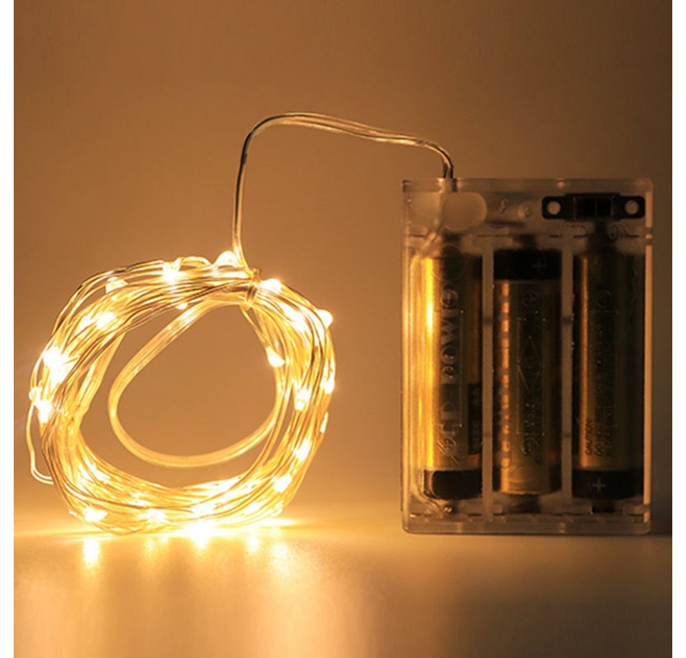Sunicol LED-Lichterkette 2/3/5/10M, Kupferdraht, AA-Batterie, für Weihnachten Hochzeit Party – Bild 3 von 5