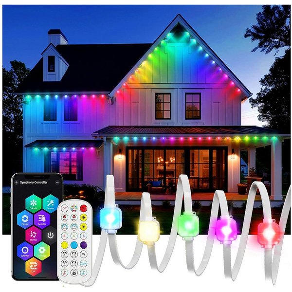 Sunicol LED Stripe Smart RGBIC Wasserdicht Permanente Außenbeleuchtung, 15M/30M/45M, Musik Sync, Timer, APP & Fernsteuerung LED Strip für Garten, Party