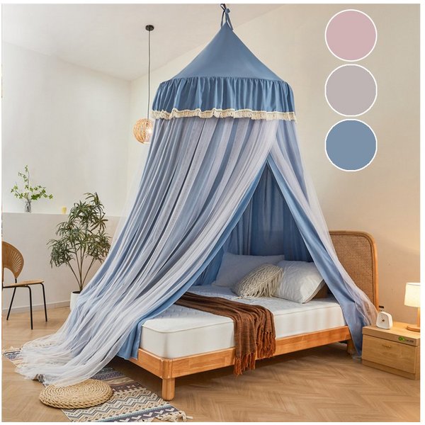 Sunicol Moskitonetz Doppelschicht Moskitonetz, Bett Baldachin, Lichtblockierung Kuppel, Faltbares Moskitonetz Bett für Kinderzimmer, Waschbar