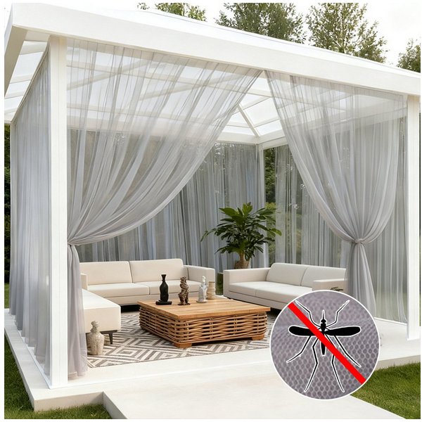 Sunicol Moskitonetz Outdoor Vorhang, Moskitonetz für Pavillon, fliegengitter Transparent (4 St), Gardinen DIY Sichtschutz Sonnenschutz für Balkon Terrassen
