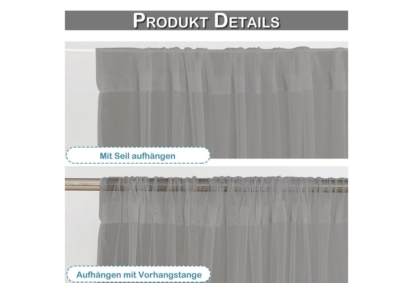 Sunicol Moskitonetz Outdoor Vorhang, Moskitonetz für Pavillon, fliegengitter Transparent (4 St), Gardinen DIY Sichtschutz Sonnenschutz für Balkon Terrassen – Bild 3 von 5