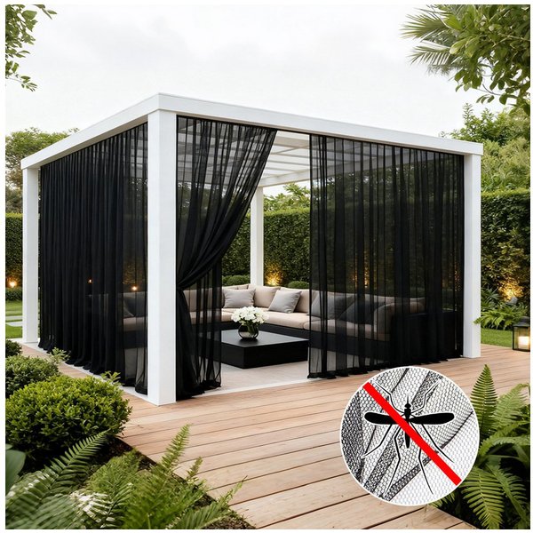 Sunicol Moskitonetz Outdoor Vorhang, Moskitonetz für Pavillon, fliegengitter Transparent (2 St), Gardinen DIY Sichtschutz Sonnenschutz für Balkon Terrassen
