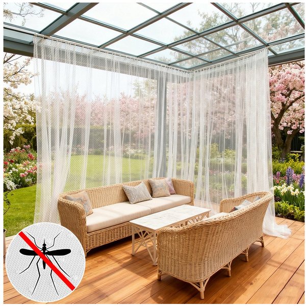 Sunicol Outdoorvorhang Transparent Terrasse Gardine Moskitonetz für Pergola & Pavillon (4 St), Moskitonetz Vorhang für Veranda und Garten