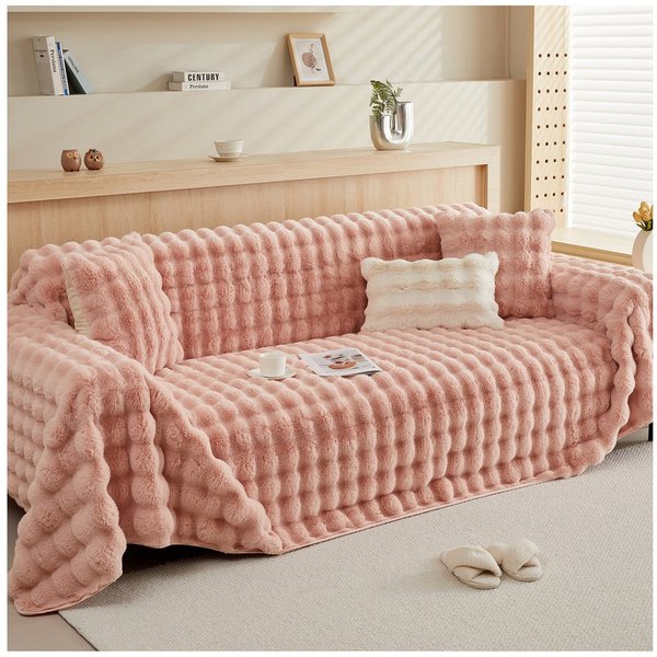 Sunicol Sofabezug Plüsch Dick Sofa Sitzkissenbezug, Couchbezug, Antirutsch, Winter Warme, Superweiche SofaÜberwurf aus Kunstpelz für Wohnzimmer