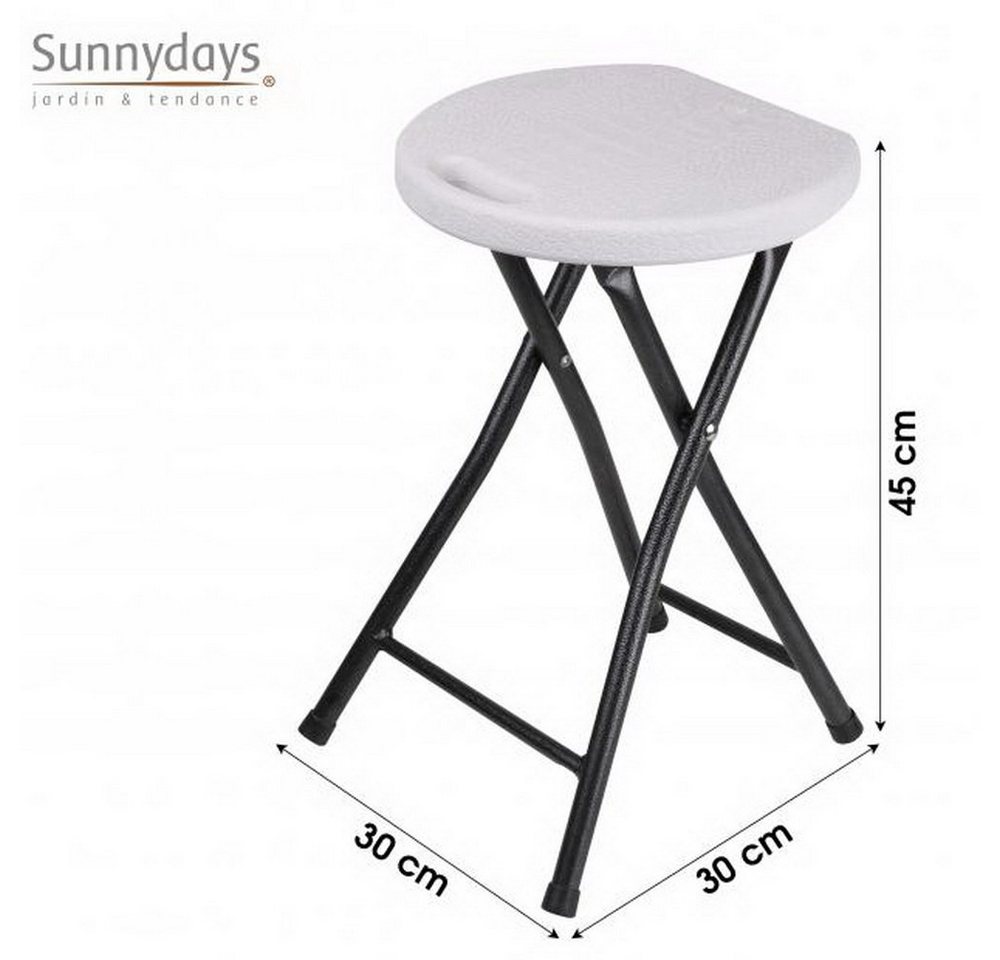Sunnydays Sitzhocker Klapp-Hocker Klappstuhl Klapphocker Stuhl 30 x 30 x 45 (H) cm (Sitzfläche: 29 x 27 cm), praktischer Tragegriff im Sit – Bild 2 von 2