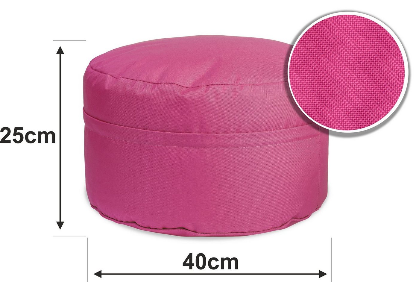 sunnypillow Sitzsack Runder Sitzpouf mit abnehmbarem Bezug, Sitzsack - Hocker rund 25 x 45 cm rosa – Bild 2 von 5
