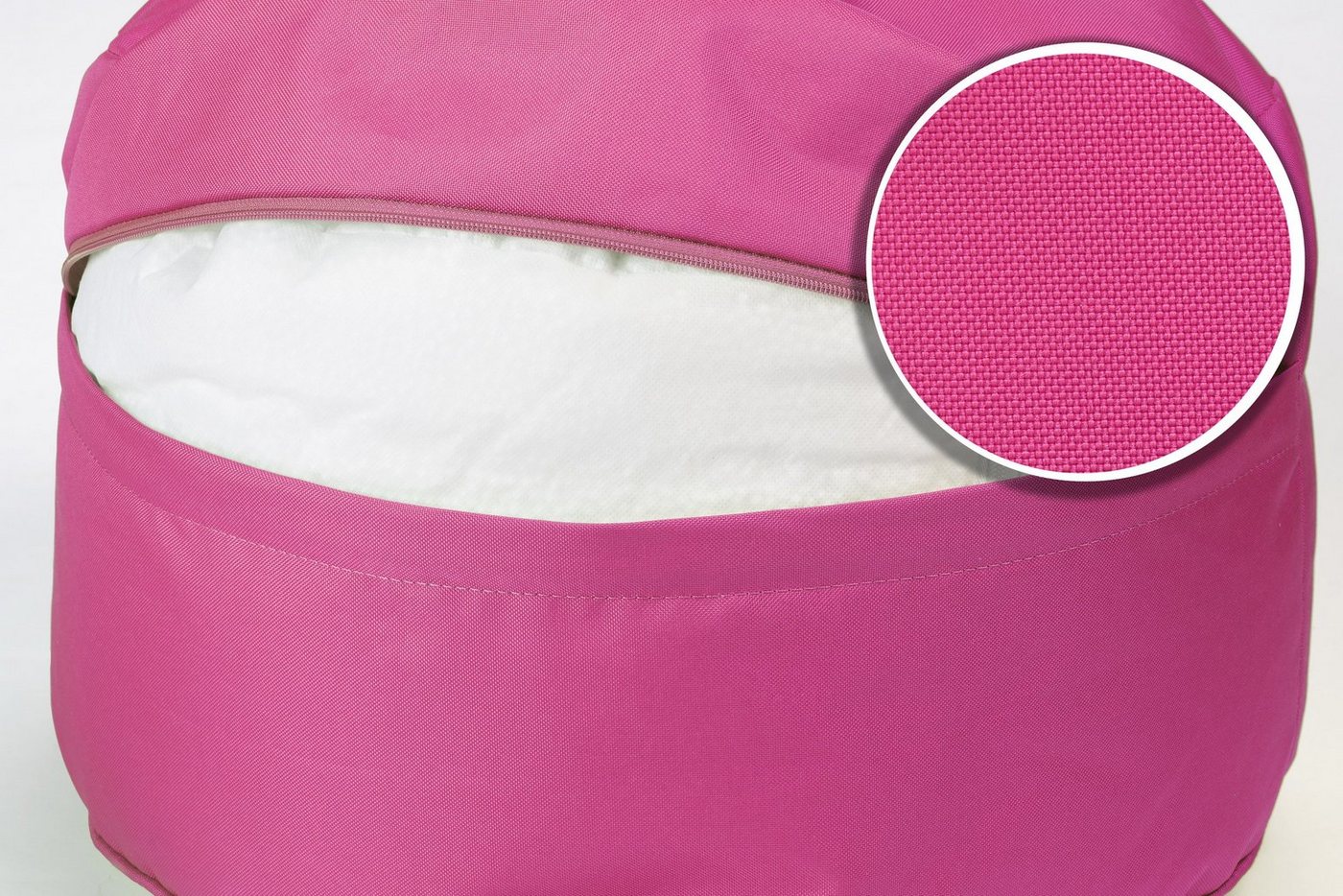 sunnypillow Sitzsack Runder Sitzpouf mit abnehmbarem Bezug, Sitzsack - Hocker rund 25 x 45 cm rosa – Bild 3 von 5
