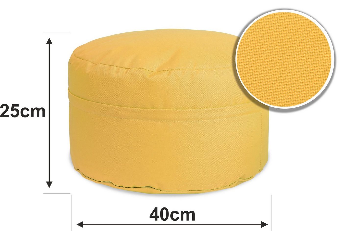 sunnypillow Sitzsack Runder Sitzpouf mit abnehmbarem Bezug, Sitzsack - Hocker rund 25 x 45 cm gelb – Bild 2 von 5