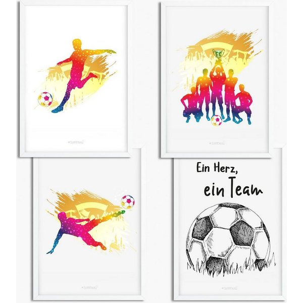 Sunnywall Poster Poster Kinderzimmer Fussball (4er Set), Fussball (Set)