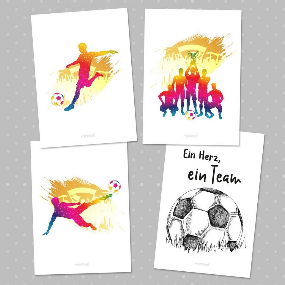 Sunnywall Poster Poster Kinderzimmer Fussball (4er Set), Fussball (Set) – Bild 2 von 5