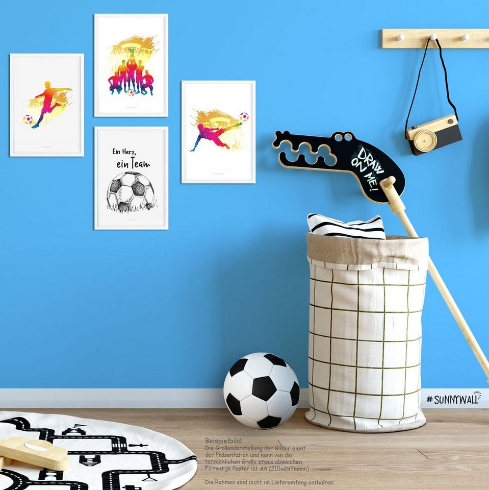Sunnywall Poster Poster Kinderzimmer Fussball (4er Set), Fussball (Set) – Bild 4 von 5
