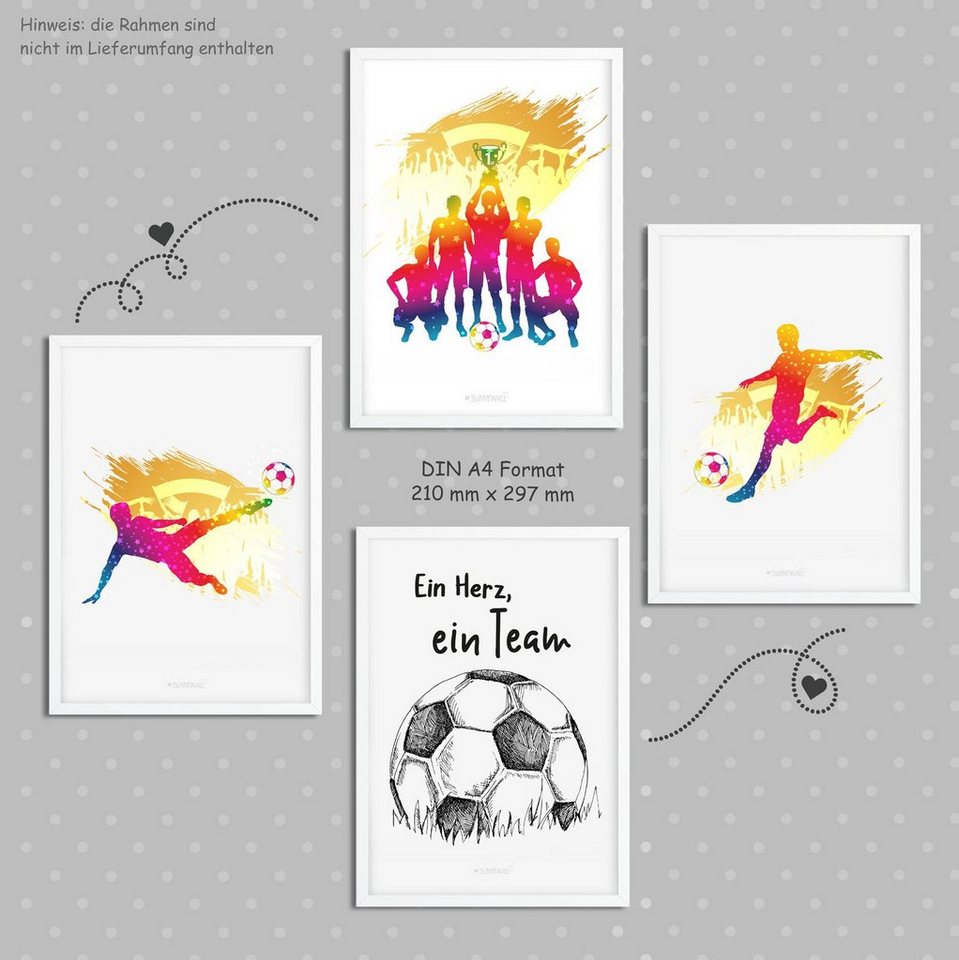 Sunnywall Poster Poster Kinderzimmer Fussball (4er Set), Fussball (Set) – Bild 5 von 5