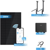 Ray Balkonkraftwerk 200W~1200W | Schild | 1 Modul (200W) | 5m AC-Kabel & Mikro-Wechselrichter