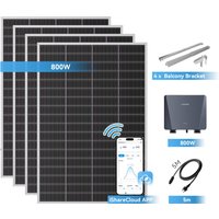 Ray Lite Balkonkraftwerk 200W~1200W | Schild | 4 Module (800W) | 5 m AC-Kabel & Mikro-Wechselrichter