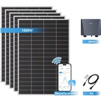 Ray Lite Balkonkraftwerk 200W~1200W | ohne Halterung | 5 Module (1000W) | 5 m AC-Kabel & Mikro-Wechselrichter