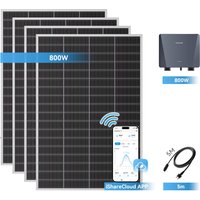 Ray Lite Balkonkraftwerk 200W~1200W | ohne Halterung | 4 Module (800W) | 5 m AC-Kabel & Mikro-Wechselrichter
