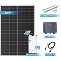 Ray Lite Balkonkraftwerk 200W~1200W | Metall | 1 Modul (200W) | 5 m AC-Kabel & Mikro-Wechselrichter