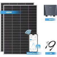Ray Lite Balkonkraftwerk 200W~1200W | ohne Halterung | 2 Module (400W) | 5 m AC-Kabel & Mikro-Wechselrichter