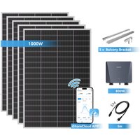 Ray Lite Balkonkraftwerk 200W~1200W | Geländer | 5 Module (1000W) | 5 m AC-Kabel & Mikro-Wechselrichter