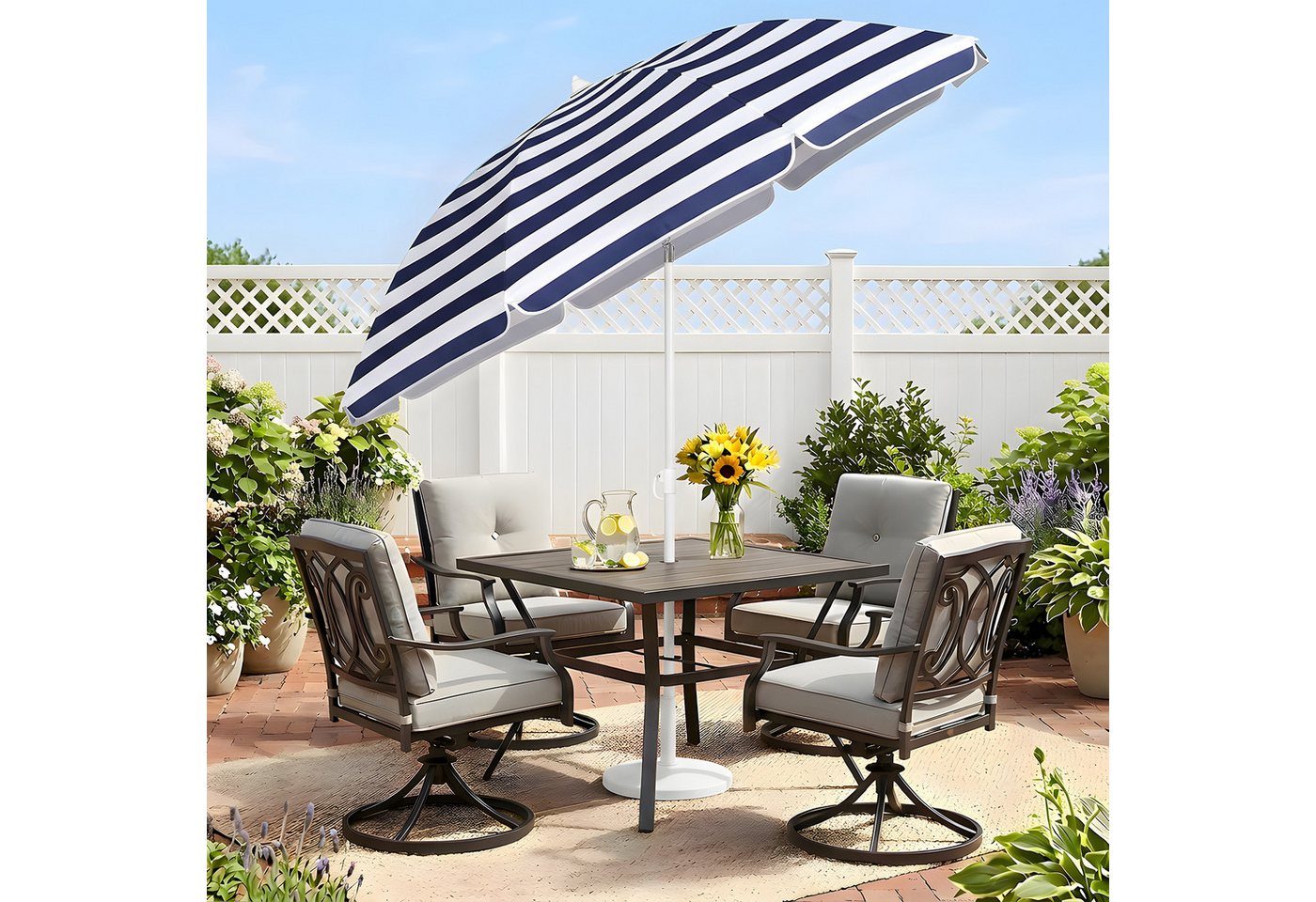 SUNULA Sonnenschirm 160 cm Balkonschirm Strandschirm knickbar mit Bodenhülse & Schutzhülle, Höhenverstellbar und Neigbar, UV-Schutz 50+ – Bild 2 von 5