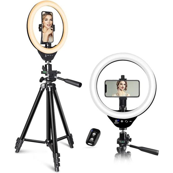 sunup Ringlicht 10"LED-Ringlicht: Stativ, Fernbedienung – Live Stream, TikTok, YouTube, 10 Zoll Touch Ringlicht, 3000–6000K, dimmbar, Bluetooth Fernbedienung