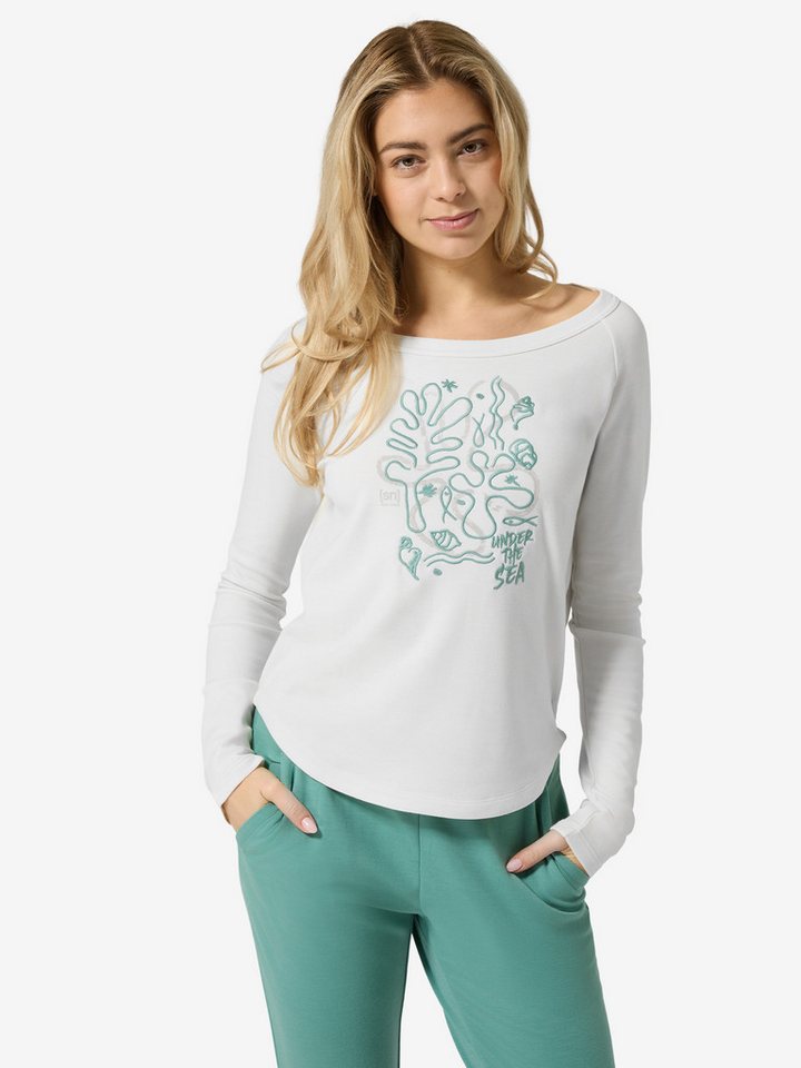 SUPER.NATURAL Sweatshirt für Damen,Merino W UNDER THE SEA CREW mit Sommer-Motiv, atmungsaktiv – Bild 2 von 5