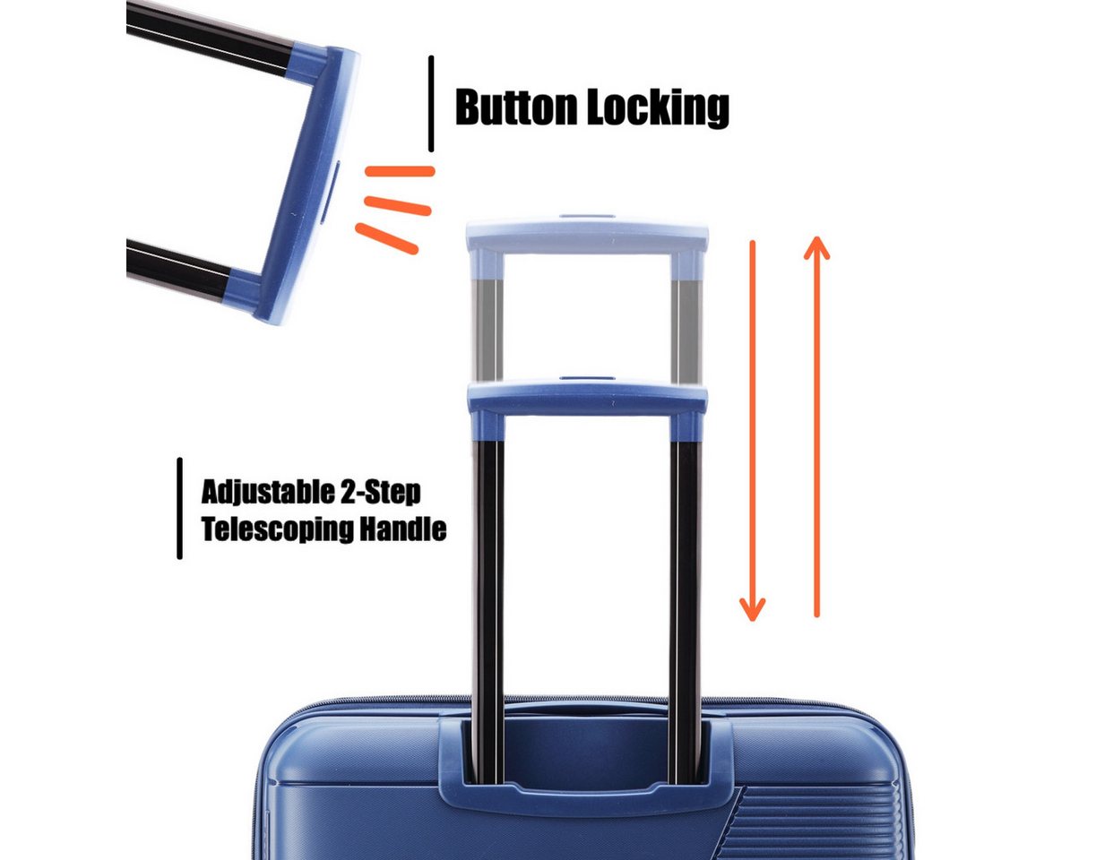 Super Solu Hartschalen-Trolley robuster & stabiler Hartschalenkoffer aus PP-Kunststoff, 4 Rollen, 24 Zoll, Blau, TSA-Zahlenschloss und Teleskopgriff und Erweitb – Bild 3 von 5