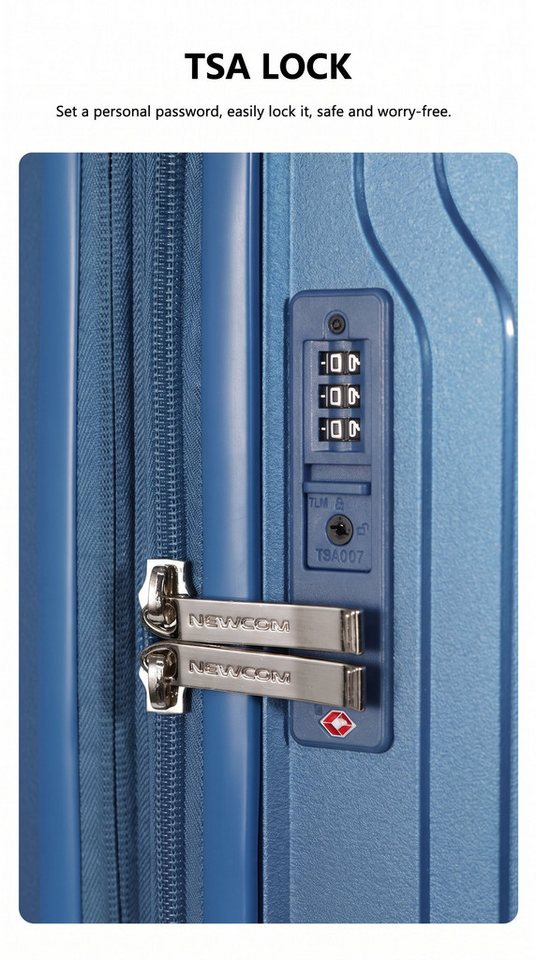 Super Solu Kofferset Hartschalenkoffer Set (M,L,XL) aus PP-Polypropylen, Erweiterbar, TSA, 4 Rollen, (Koffer Set, 3 tlg., Blau), Robustes Öko-PP, Diebstahlschut – Bild 5 von 5