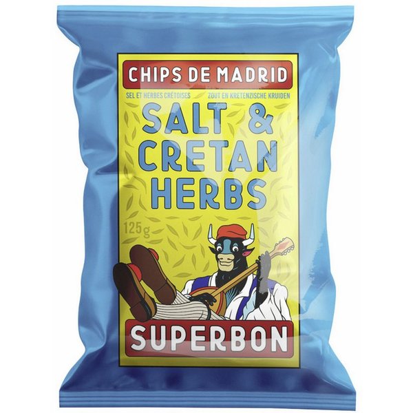 Superbon Knabberei, Superbon Chips Salt et Cretan Herbs Kartoffelchips mit Kräutern 125g