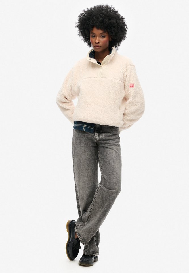 Superdry Fleecepullover SUPER SOFT HENLEY mit Markenlabel, aus Polyester und Fleece, pflegeleicht – Bild 4 von 5